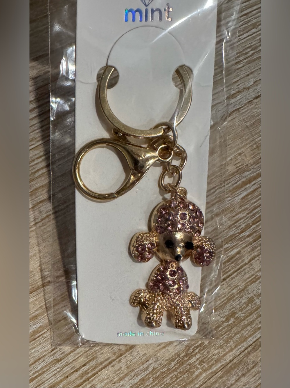 Gold Tone Pink Poodle Keychain or Bag Charm